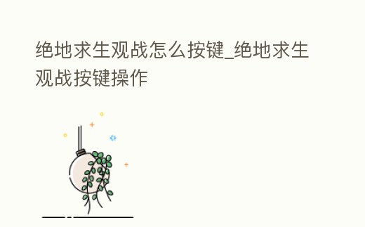绝地求生操作