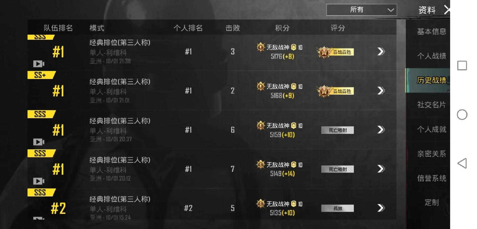 绝地求生排位
